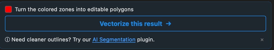 The Vectorize this result button on the result