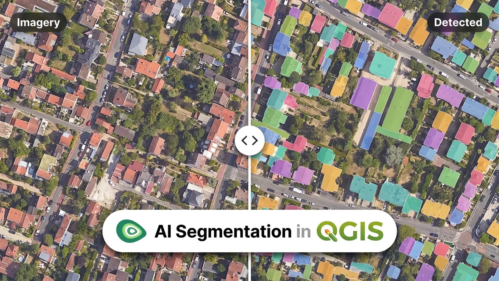 Automatic mode outlining every building in an aerial image as vector polygons
