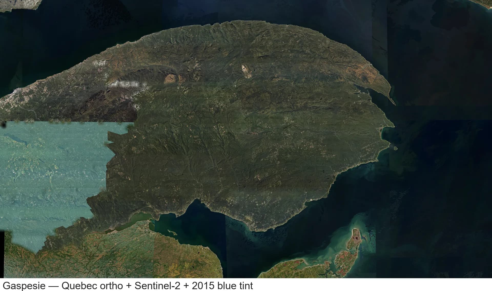 Vue large de la Gaspesie synthetisant les defis de la fusion multi-source