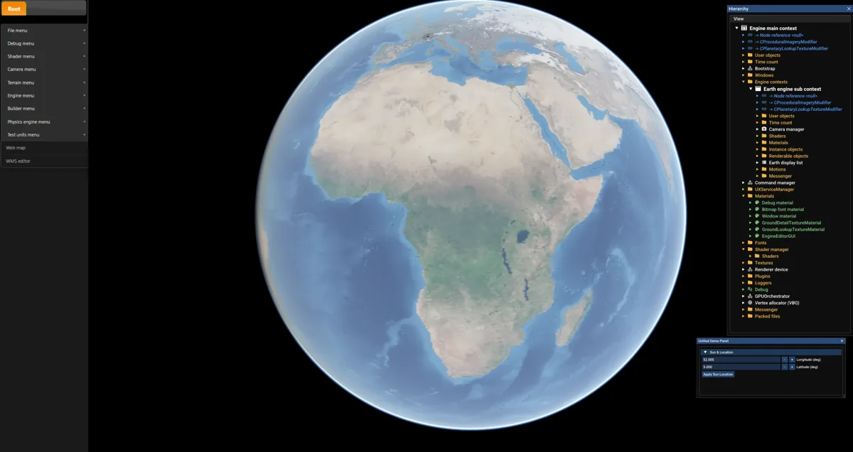 TerraLab Twin rendering the whole Earth in real time
