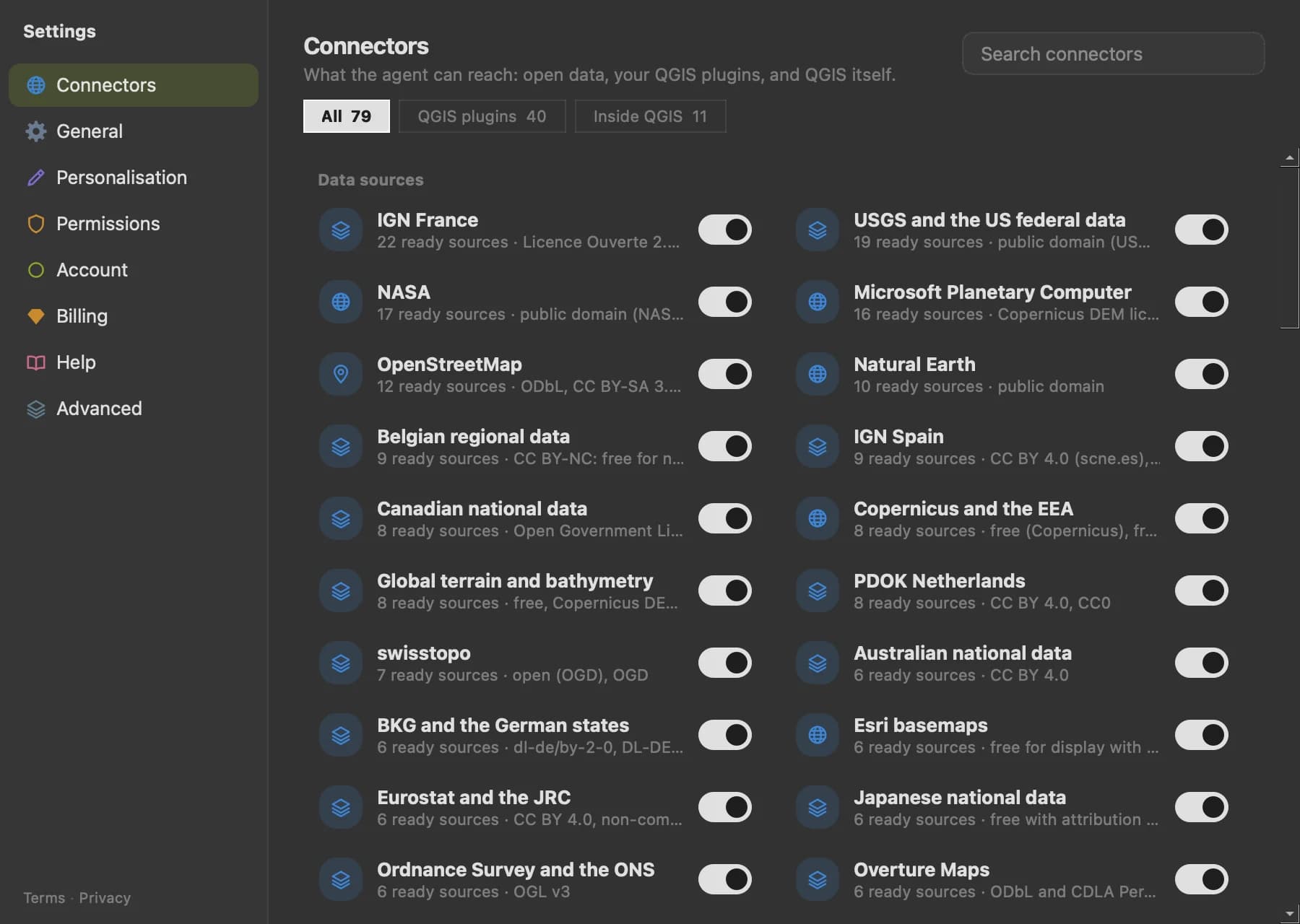 The Connectors page in AI Agent settings