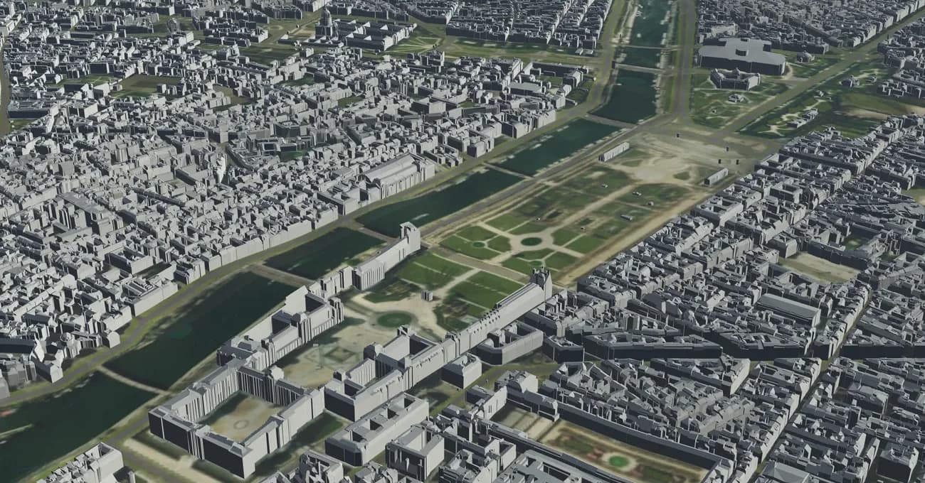根據 IGN 資料建構的巴黎街區 3D 建築