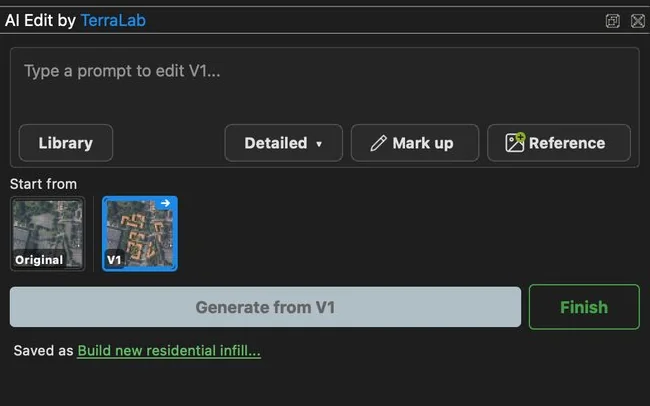 Versiones: el panel de AI Edit dentro de QGIS