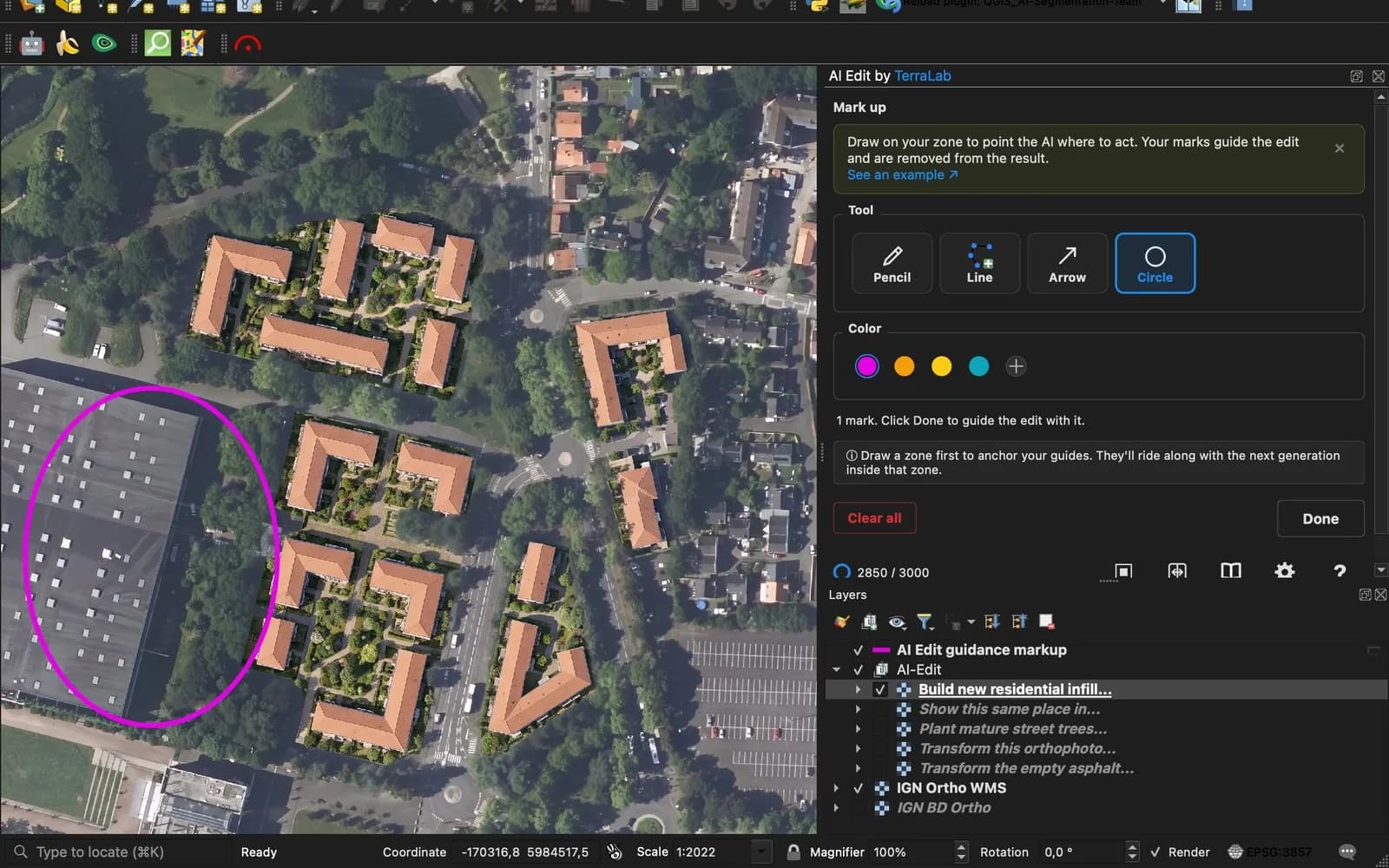 Anotar: el panel de AI Edit dentro de QGIS