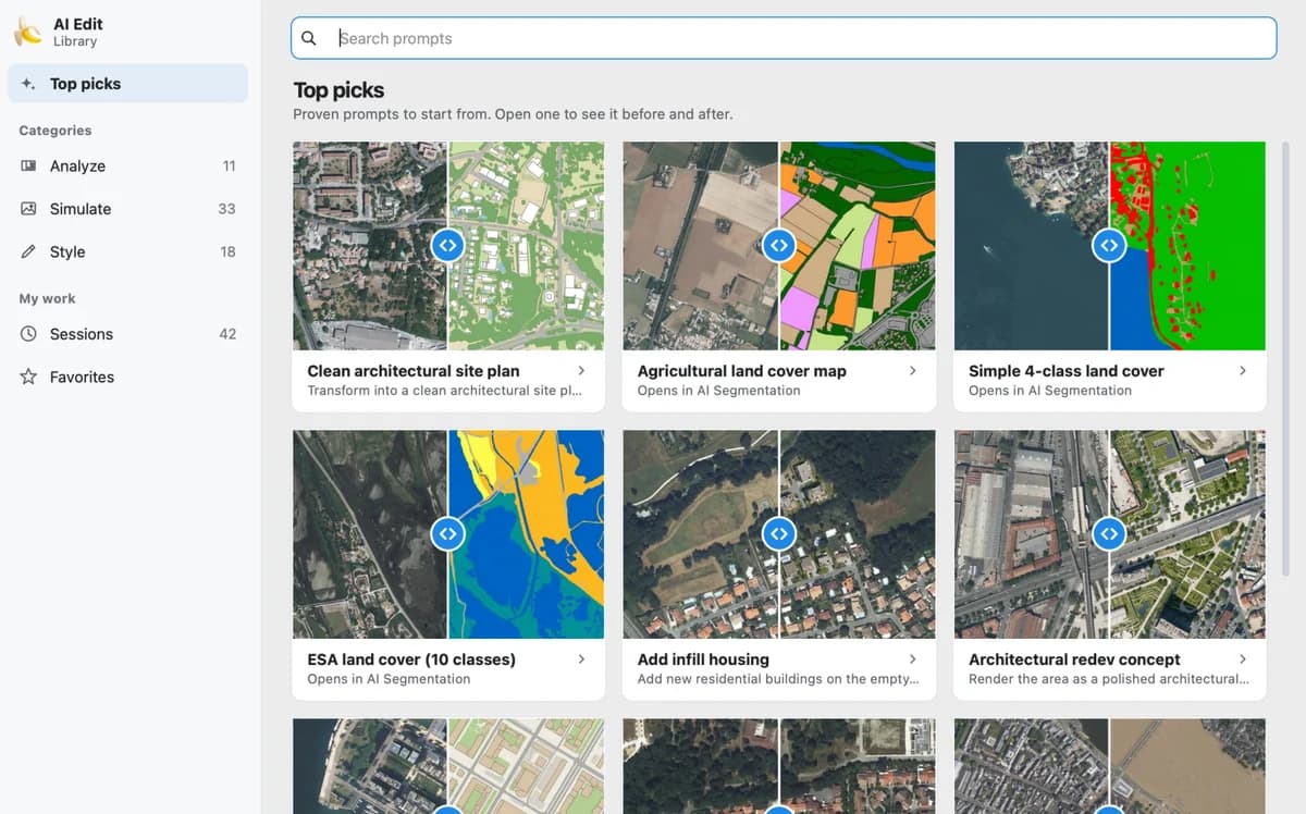 The AI Edit prompt library in QGIS