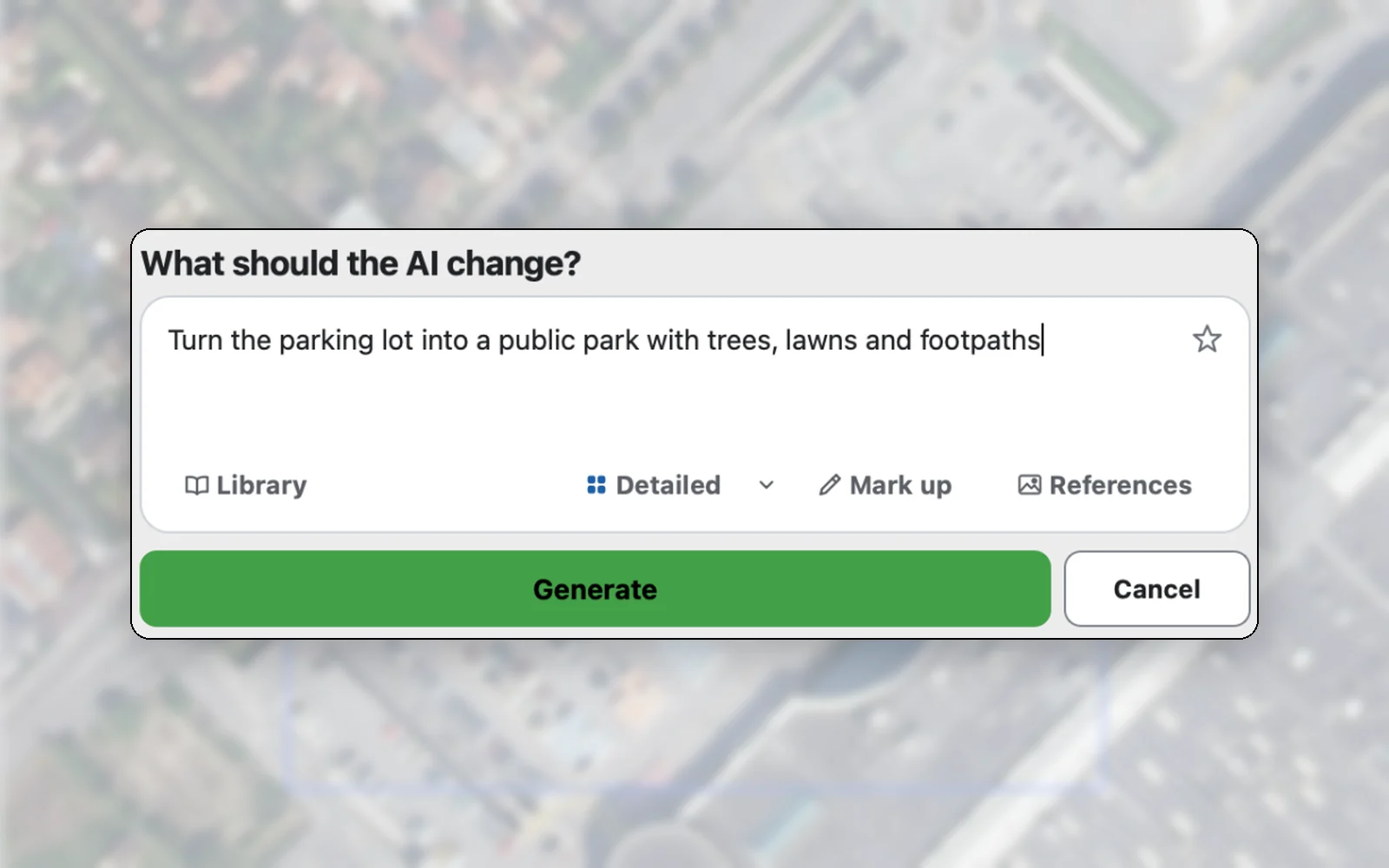 AI Edit panel with the prompt typed in and the Generate button