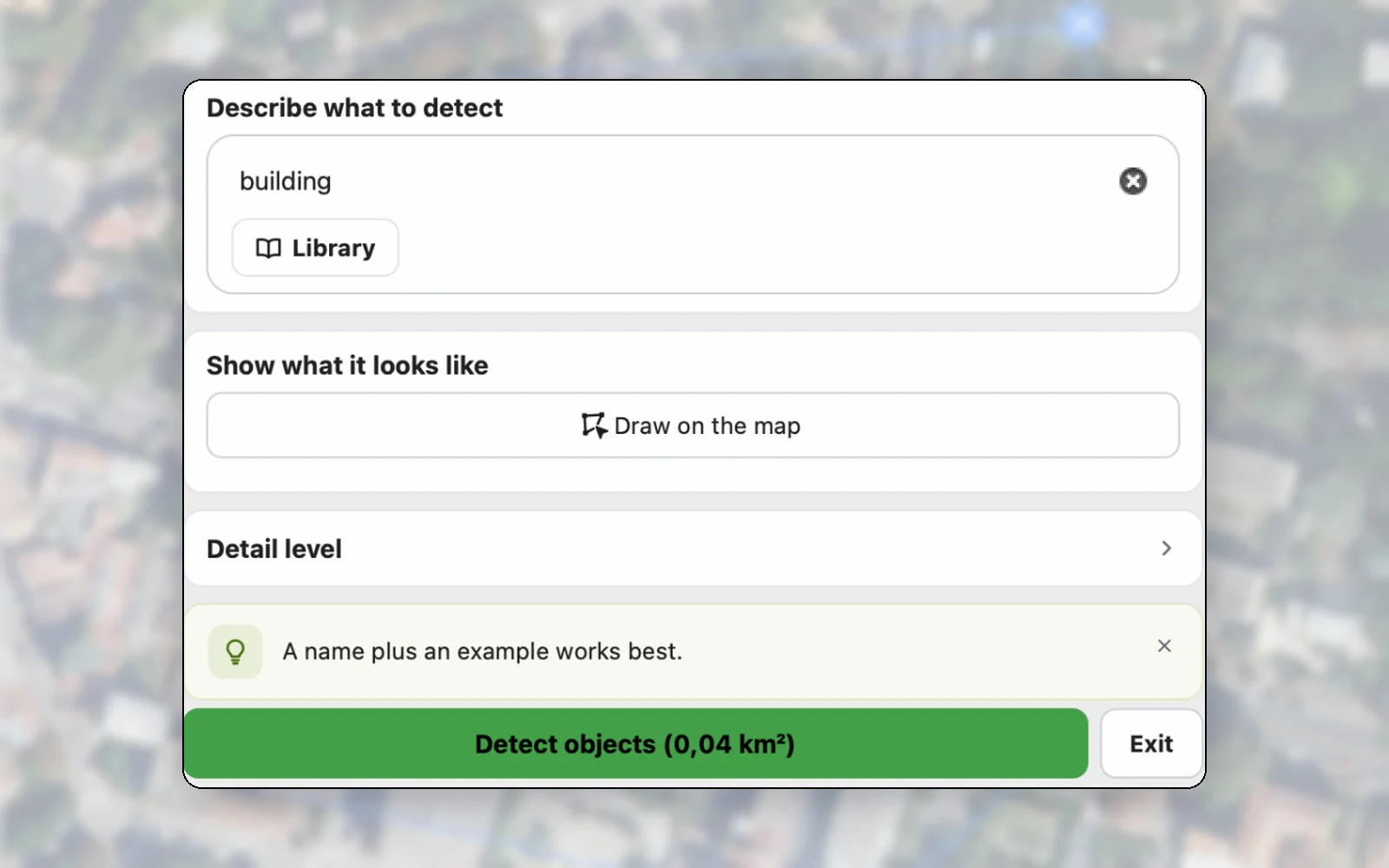 AI Segmentation panel with the prompt building typed in