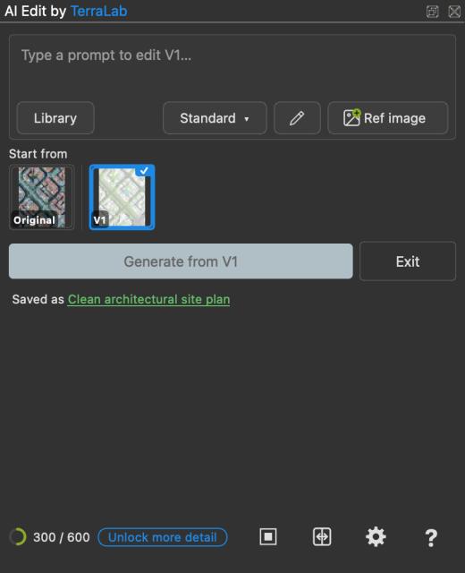 The result panel with its version strip