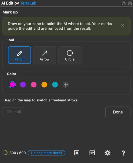 The Markup panel