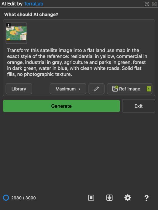 A land-use reference attached in the panel