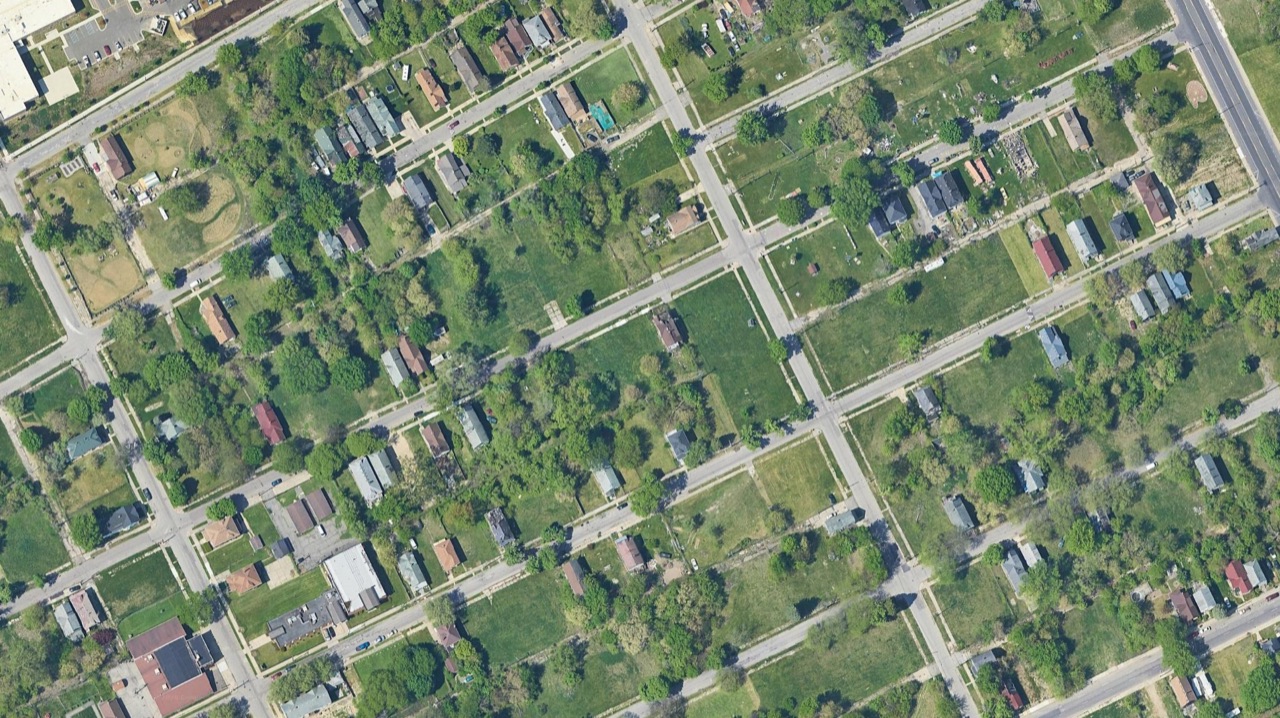 Suburban block with infill housing added (before)