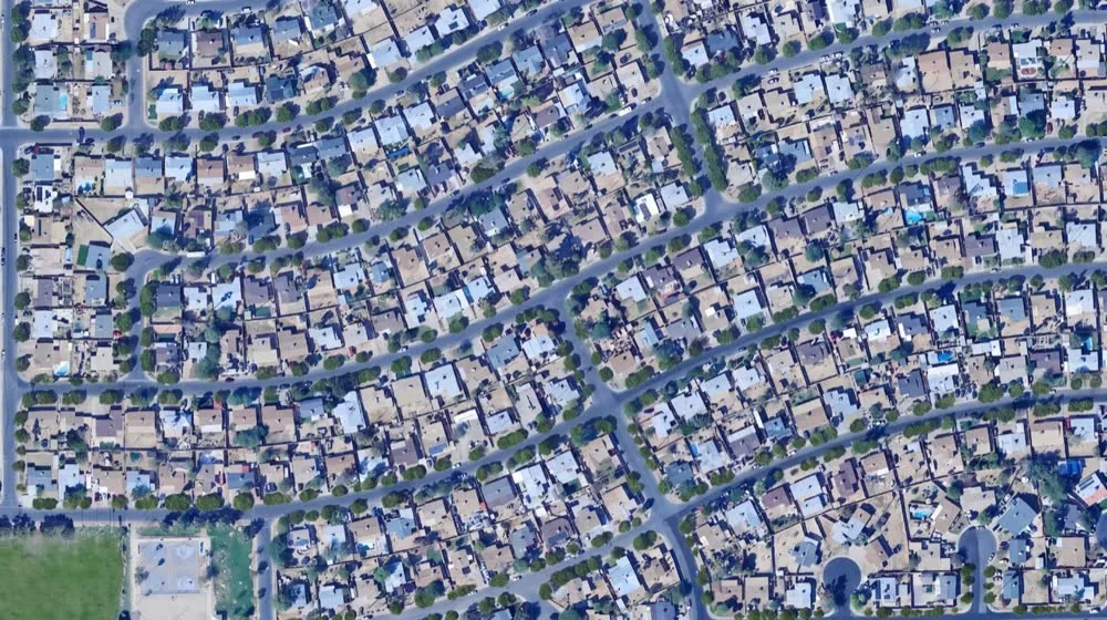 The same street planted with trees